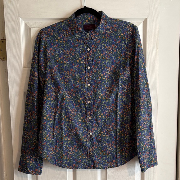 J. Crew Tops - J. Crew Blue Floral Liberty Fabric Button-Up